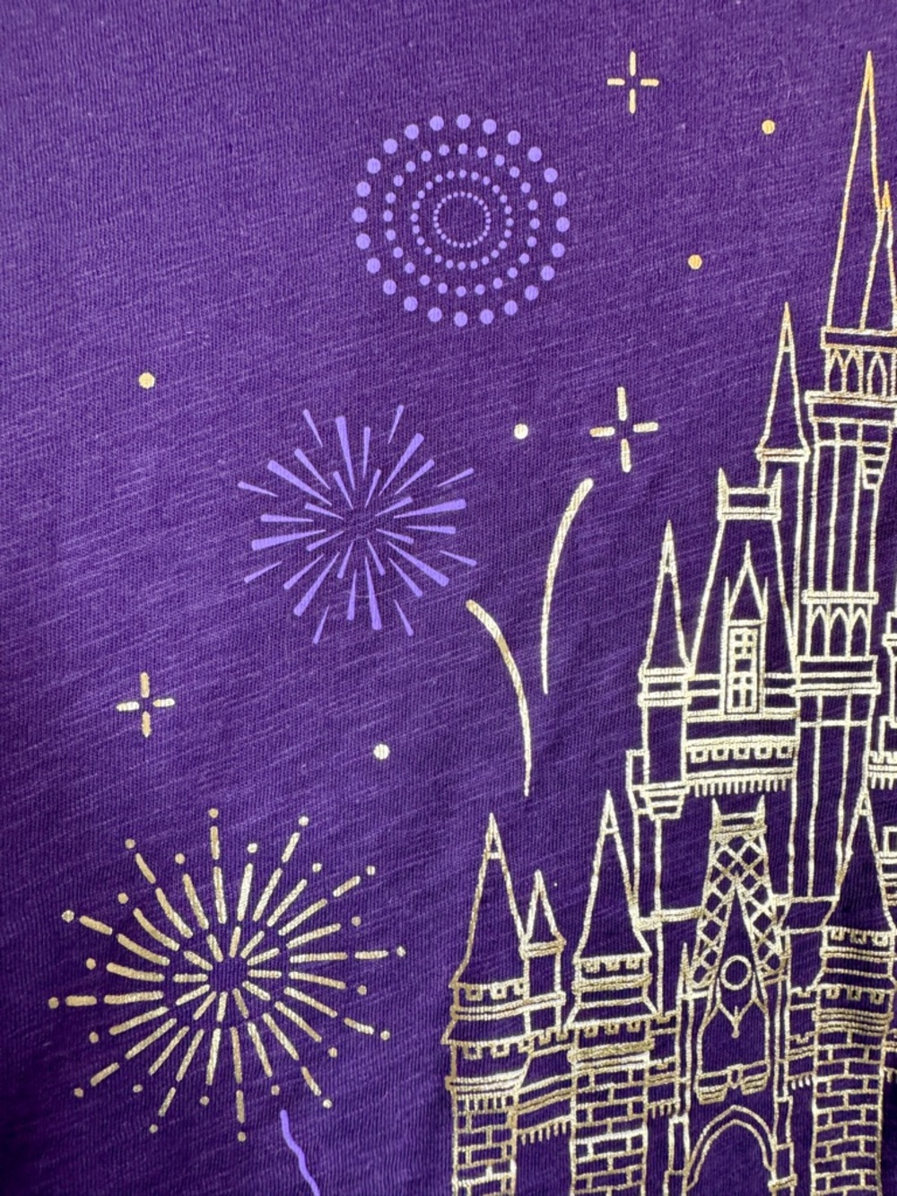 NWT Walt Disney World Purple T-Shirt Gold Cinderella Castle Fireworks Ladies 3X. - Picture 6 of 10